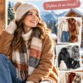 Une femme portant une tenue d'hiver élégante avec un manteau chaud et une écharpe.