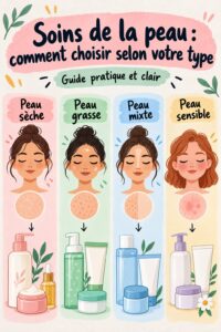 Femme appliquant un soin hydratant adapté sur son visage, illustrant le choix de soins de peau selon le type.