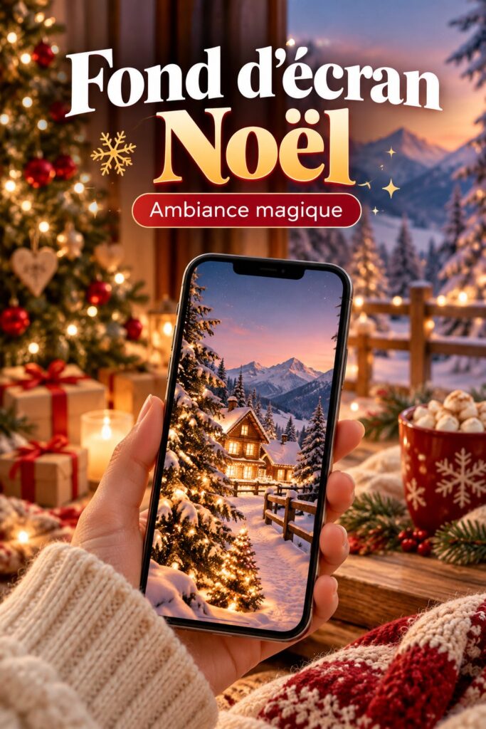 Un bureau décoré avec un fond d'écran de Noël élégant