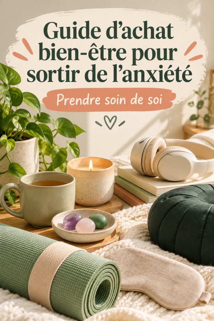 Guide shopping bien-être avec divers produits de relaxation