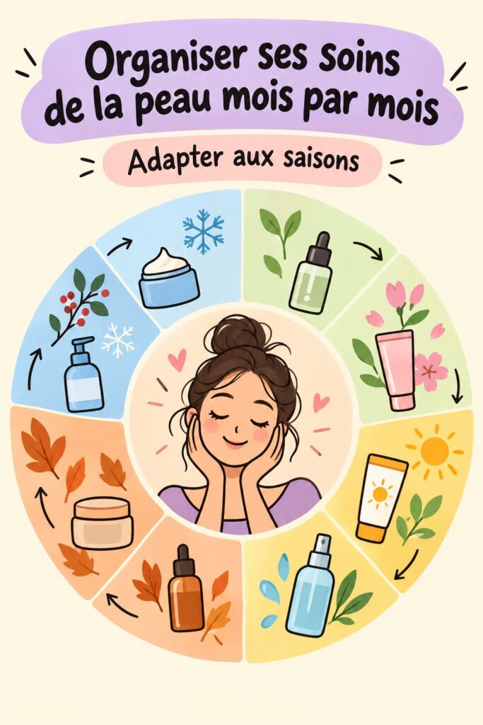 Une femme applique un soin hydratant sur sa peau en suivant un calendrier de soins