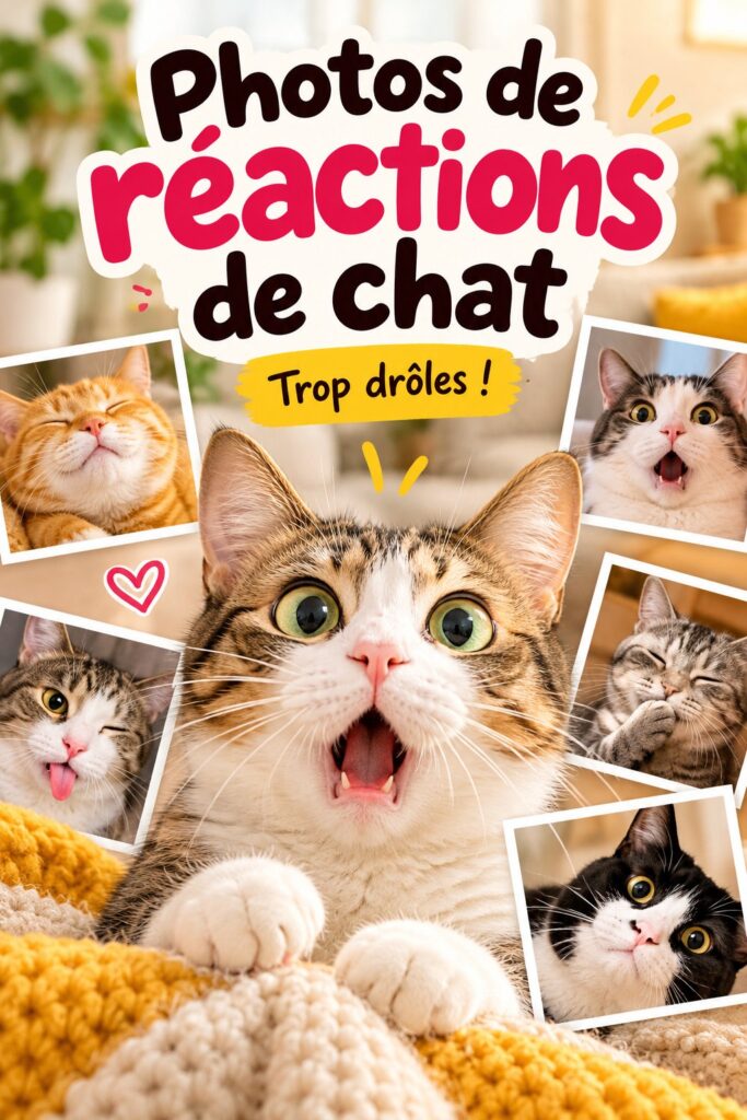 Un chat surpris avec une grande expression faciale.