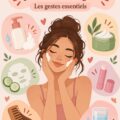Femme appliquant des soins du visage avec douceur pendant sa période de règles.