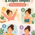 Femme souriante à son bureau suivant une routine quotidienne simple et efficace.