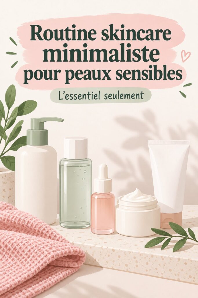 Femme appliquant une crème sur son visage, illustrant une routine skincare minimaliste pour peaux sensibles.