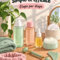 Femme appliquant une crème hydratante sur son visage, illustrant une routine skincare complète.