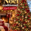 Un sapin de Noël traditionnel décoré avec des ornements classiques et une étoile au sommet.