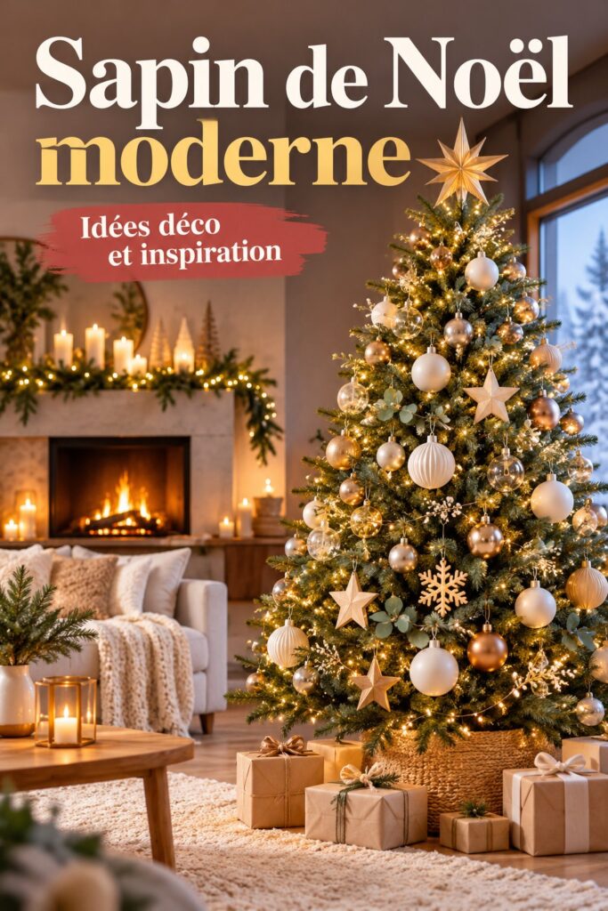 Un sapin de Noël moderne décoré avec élégance et simplicité.