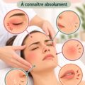 Femme en soin du visage, montrant des signes d'inconfort.