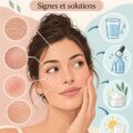 Femme souriante avec une peau éclatante, montrant l'importance de l'hydratation.