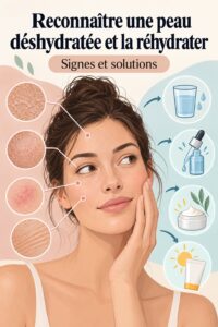 Femme souriante avec une peau éclatante, montrant l'importance de l'hydratation.