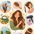 Femme souriante prenant soin de ses cheveux au quotidien avec des produits adaptés.