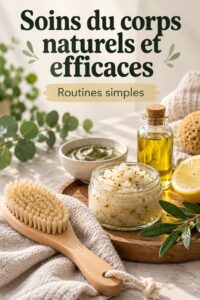 Femme se détendant avec des soins pour le corps dans un environnement apaisant.