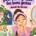 Femme appliquant un soin de nuit sur son visage avec un regard détendu