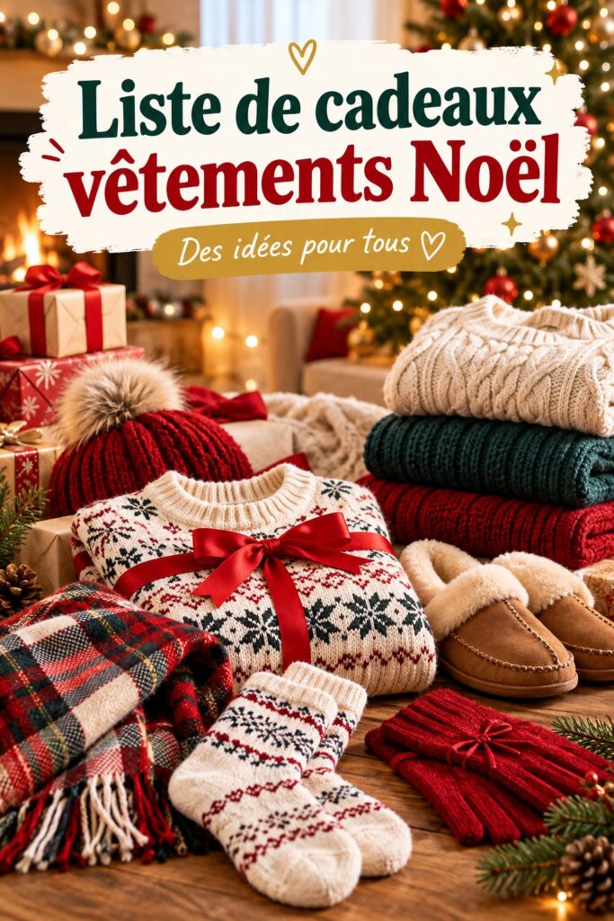 Un ensemble de vêtements colorés parfaitement disposés pour Noël